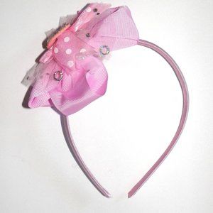 Girls Pink Ribbon Bow Headband